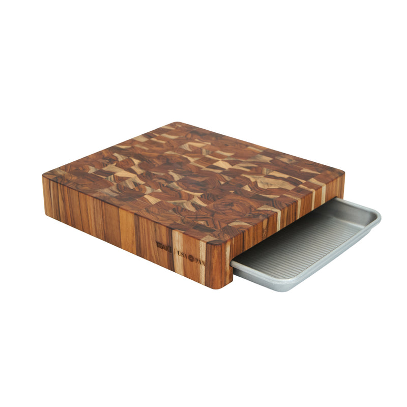 Prep to Pan End Grain Cutting Board with Quarter Sheet Pan