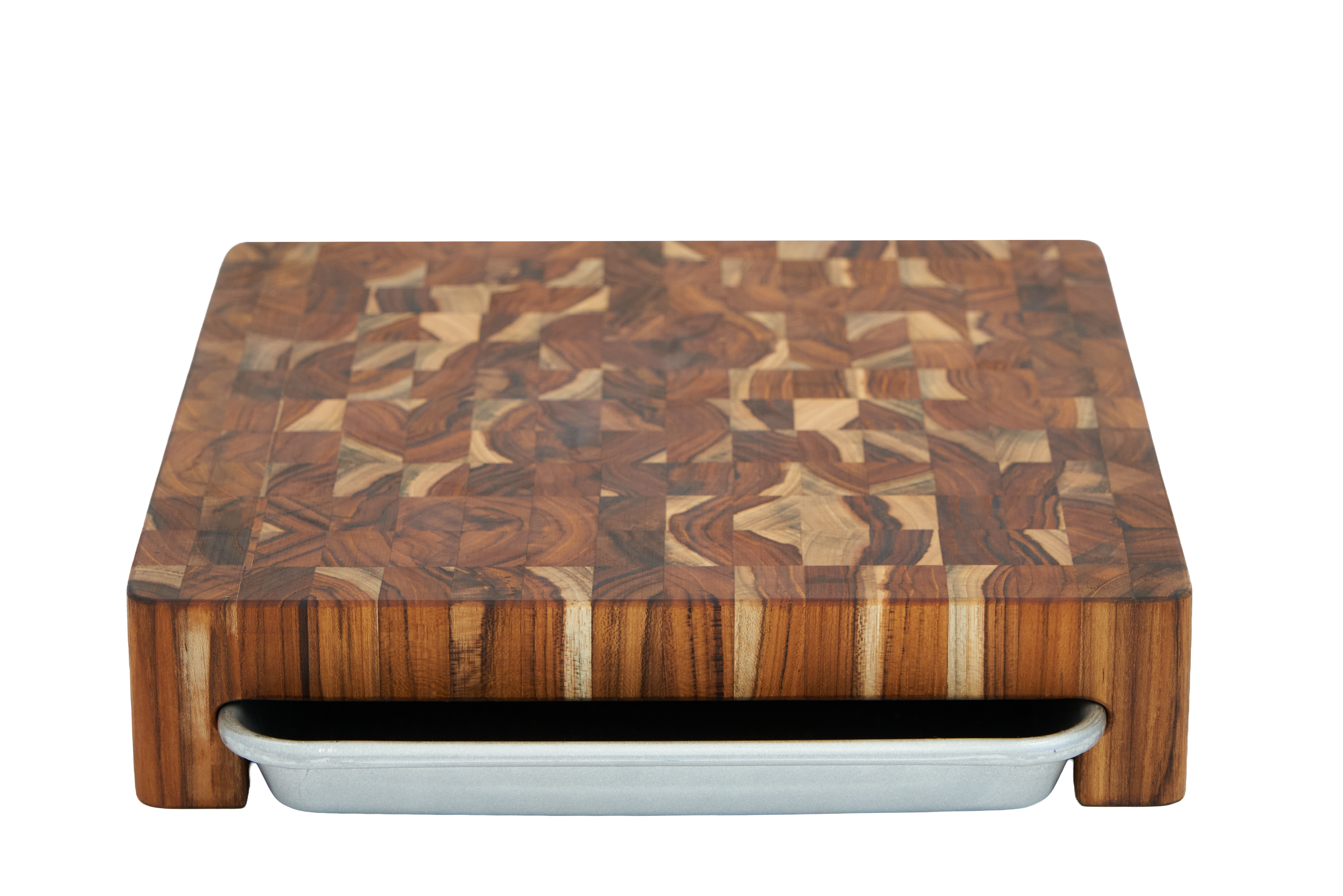 Prep to Pan End Grain Cutting Board with Quarter Sheet Pan — TeakHaus × USA Pan 2007
