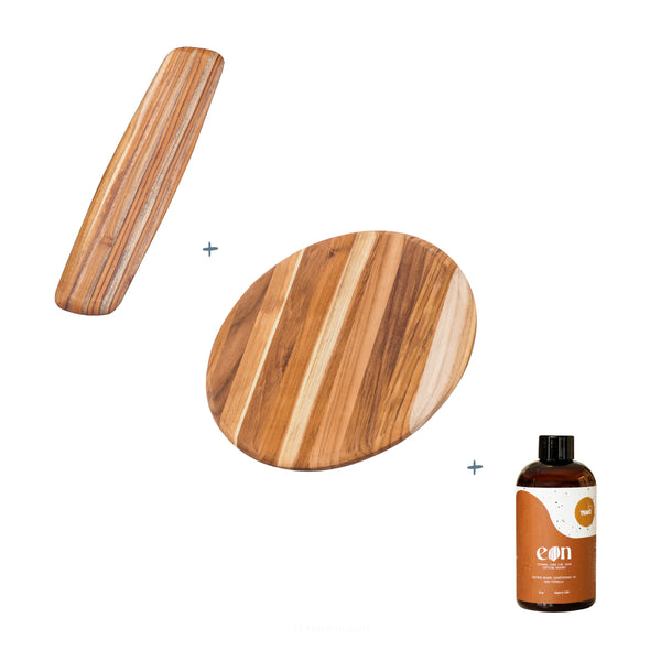 Proteak Elegant Collection Rounded Edge Round Cutting Board