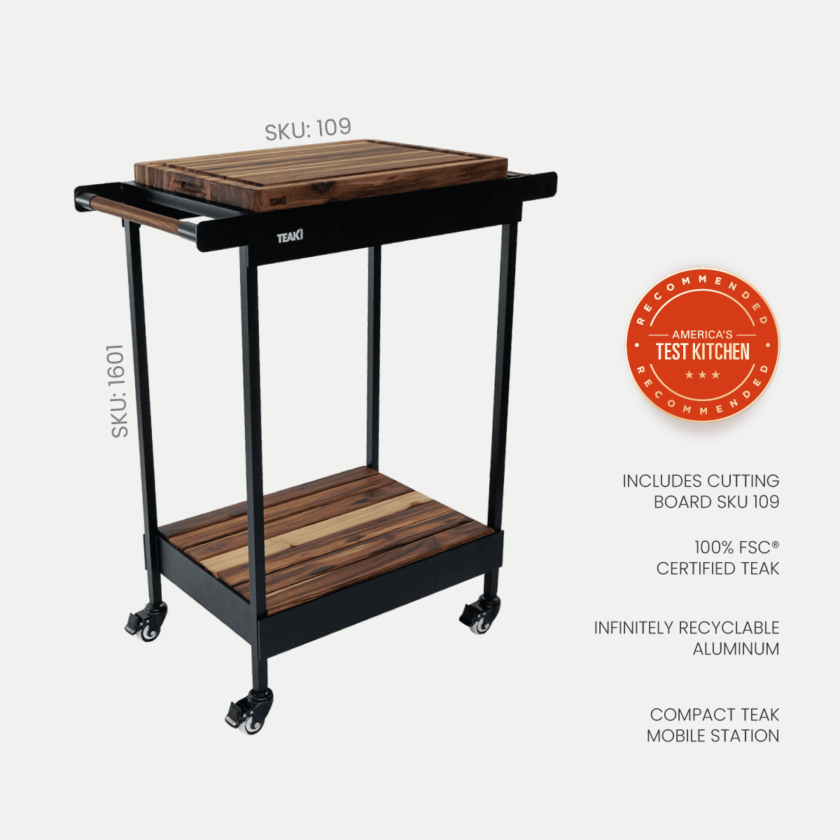 Rover Block Cart (S) — Compact Teak Kitchen Station 1601