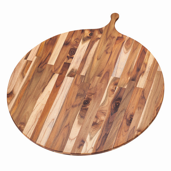 Circle Shape With Unique Handle Bread Board, Unfinished Wood Design 